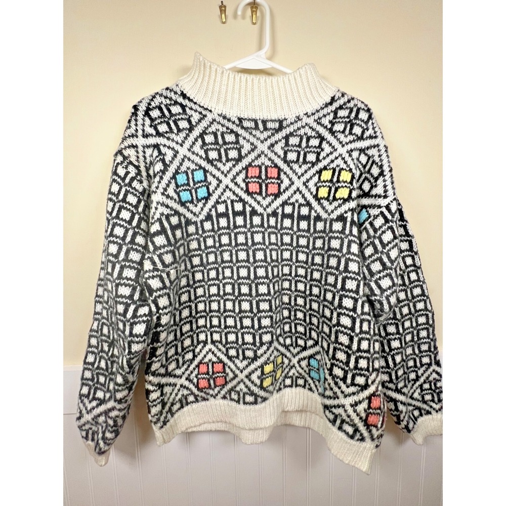 Vintage 16th Street 80's 90's Sweater Womens‎ Large Geometric y2k Retro Funky